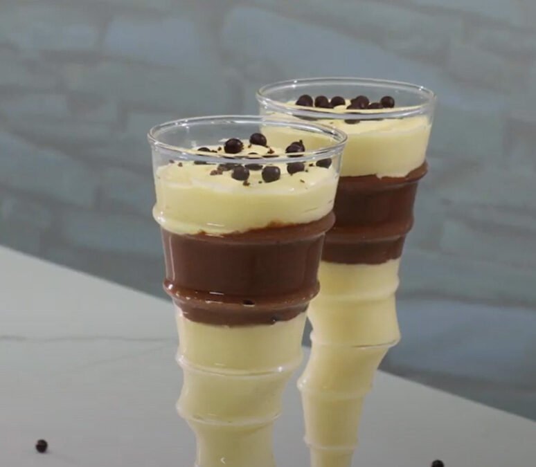 Verrine de Chocolate Branco e amargo